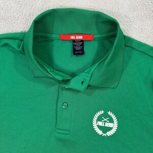 Full Send Mens XL‎ Green Polo Shirt Short Sleeve Logo Golf Casual Preppy Stretch